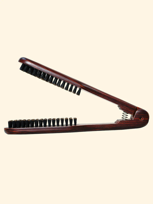 Pro Hairdressing Straightener Hairbrush Nylon Hair Straightening Double Brushes V Shape Comb Clamp Styling Tools DIY