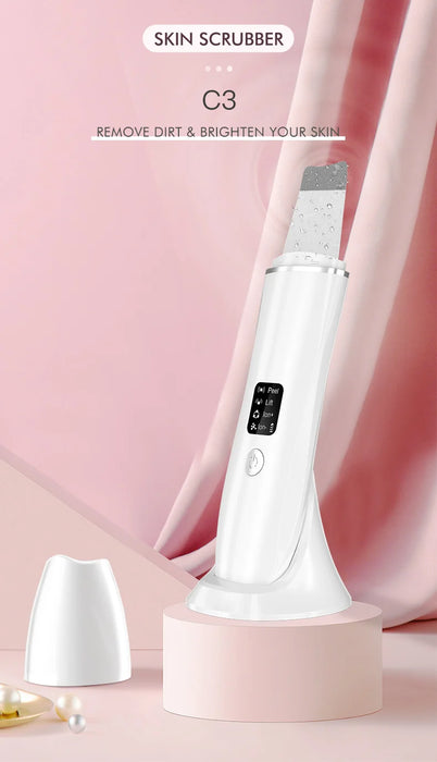 EMS Ultrasonic Skin Scrubber Vibration Facial Spatula Peeling Shovel Ion Acne Blackhead Remover Clean Cavitation Face Massager