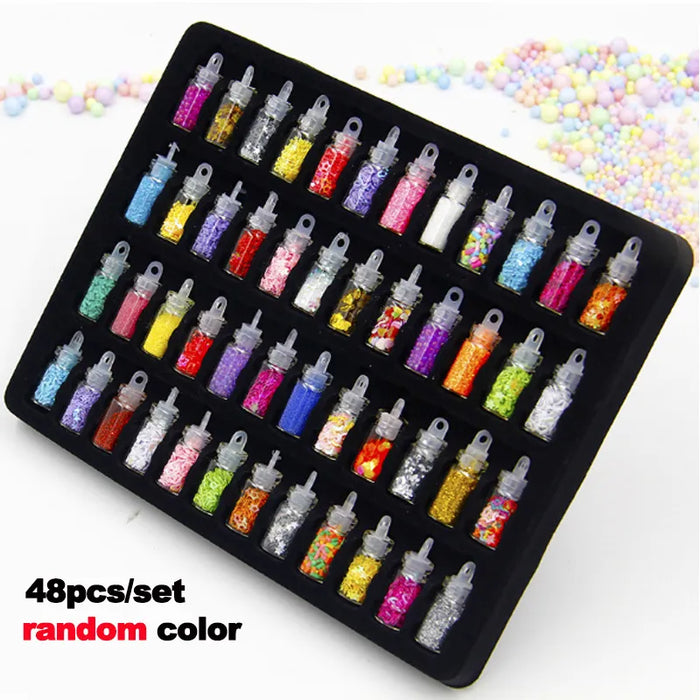 48 Bottles/Set Nail Art Sequins Glitter Powder Manicure Decoral Tips Polish Nail Stickers Mixed Design Glitter Dust Powder Set