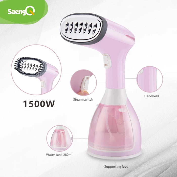 saengQ Handheld Garment Steamer 1500W Electric Household Fabric Steam Iron 280ml Portable Vertical Fast-Heat For Clothes Ironing