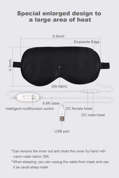 USB Heated Eye Mask Reusable USB Silk Steaming Eye Mask Eye Massager For Sleeping Eye Puffiness Anti Dark Circle Patch Eye Care