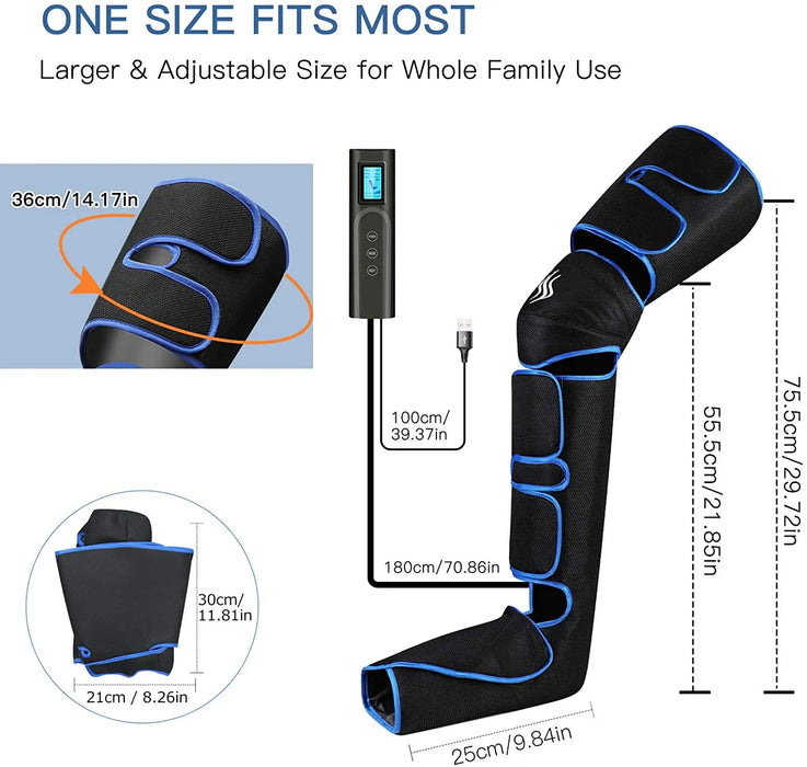 Foot air pressure leg massager promotes blood circulation, body massager, muscle relaxation, lymphatic drainage device 360°