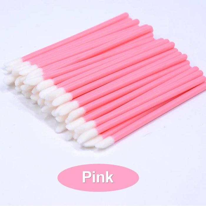 50pcs Disposable Lip Brush Makeup Mascara Wands Solid Stick  Lipgloss Lipstick Brushes Micro Beauty Applicators Wands