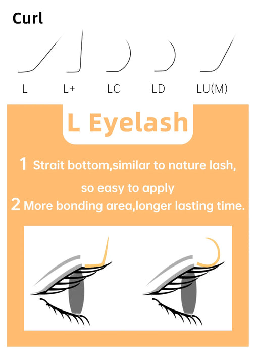 Yelix L Curl Lash Extension 8-15mm MIX Matte Mink Eyelashes Extension Individual Eyelashes L+/LU/M Curl Makeup False Lashes