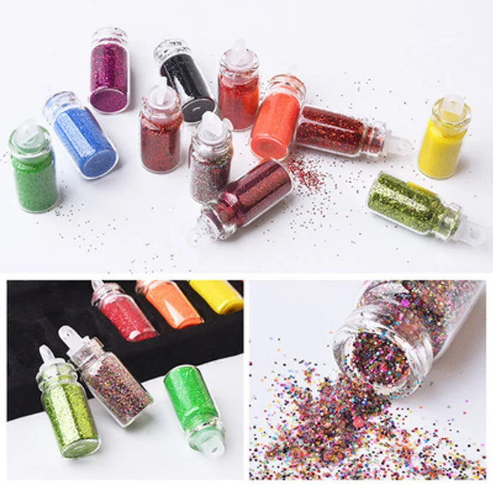 48 Bottles/Set Nail Art Sequins Glitter Powder Manicure Decoral Tips Polish Nail Stickers Mixed Design Glitter Dust Powder Set