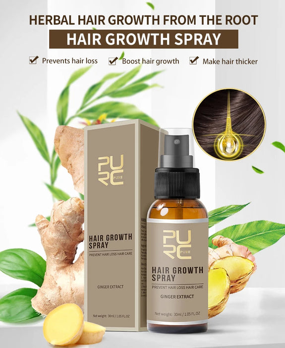 PURC Ginger Hair Growth Products for Men Women Ginger Hair Loss Treatment Regrowth Hair Spray Hair Care Beauty Health