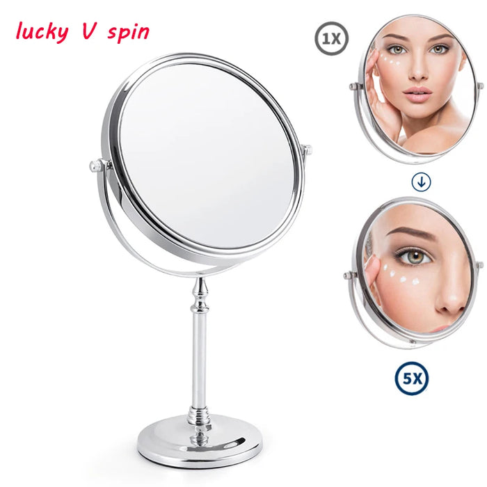 8 Inch 5X 7X 10X Magnification Makeup Mirror 360 Rotating Professional Desktop Cosmetic Mirror 8" Double Sided Magnifier stand