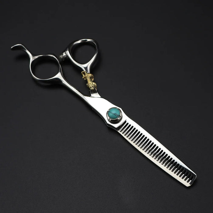 Professional JP440c steel 6 '' green gem hair scissors cutting barber tools Tiger haircut thinning shears hairdresser scissors