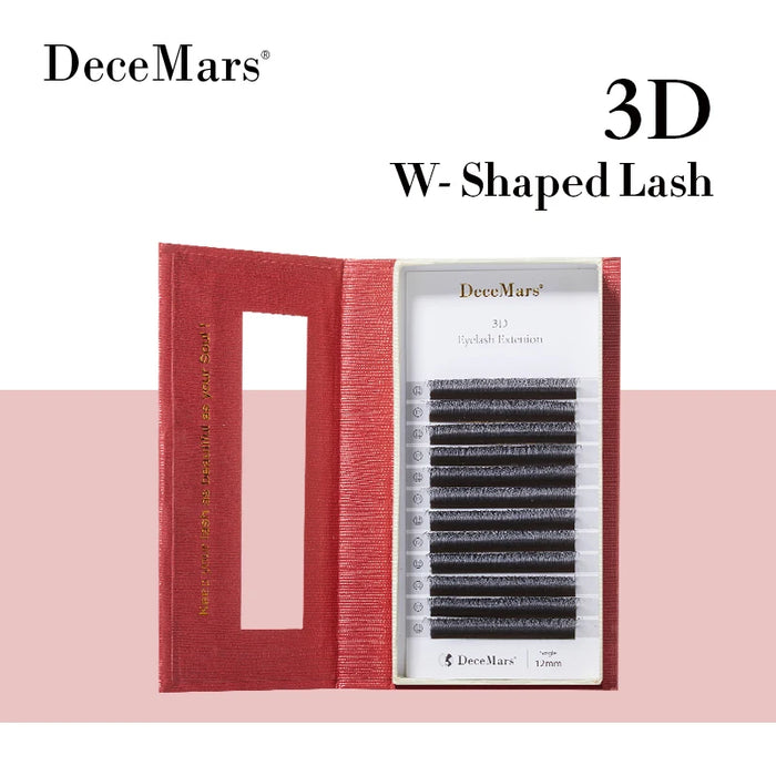 DeceMars 3D W-Shaped Eyelashes Extensions 3 Tip  C/D Curl High Quality Idividual Lash