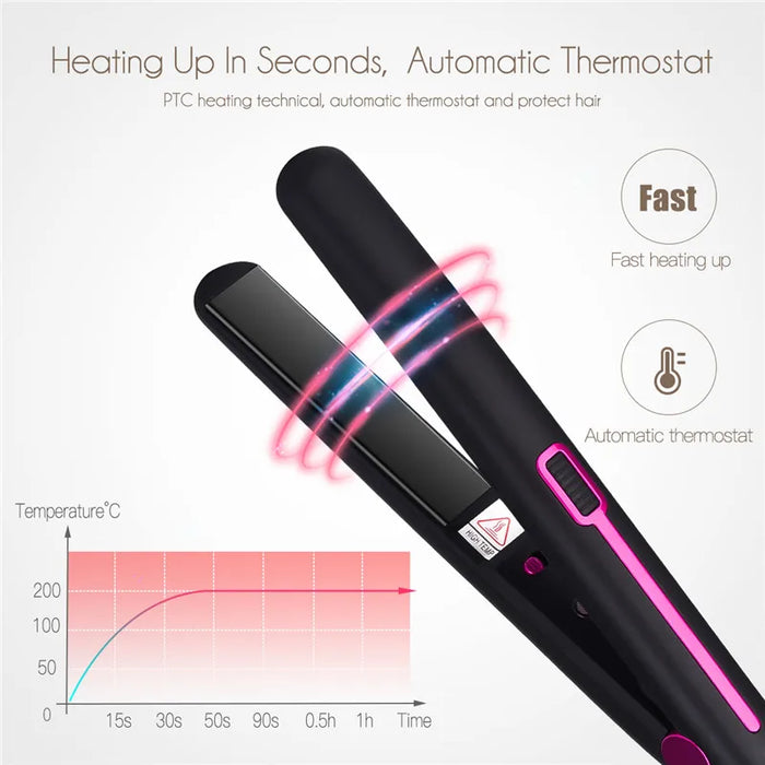 Mini Professional 2 in 1 Portable Hair Curler Hair Straightener Flat Iron Hairs Straightening Corrugated Iron Styling Tools 48