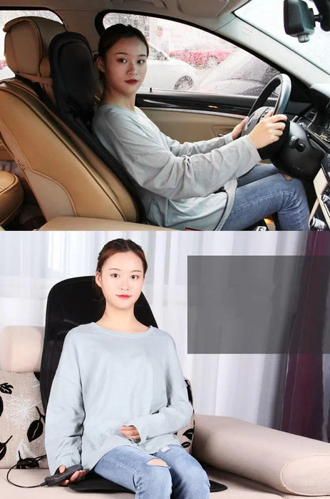 Car Home Office Full-Body Massage Cushion Heat 7 Motors Vibrate Mat Back Neck Waist Massager Chair Relaxation Masajeador Seat12V