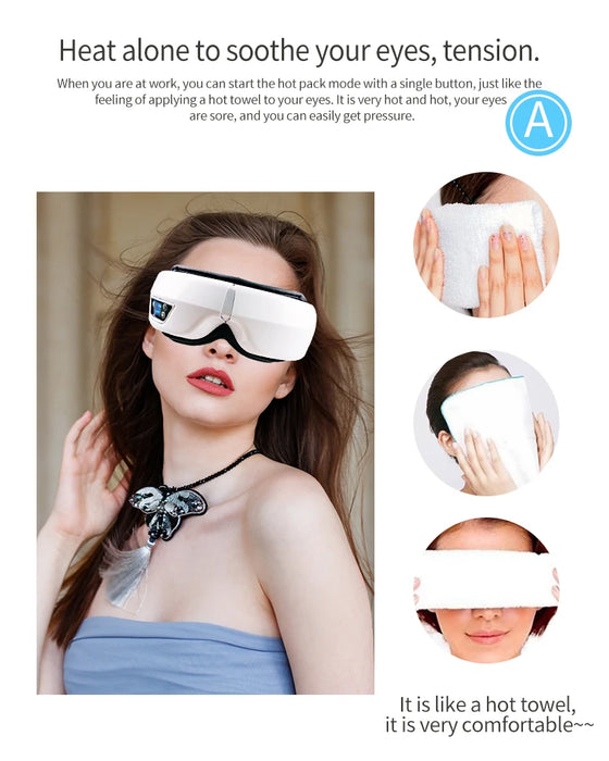 Eye Massager With Heat Smart Airbag Vibration Eye Care Compress Bluetooth Music Eye Massage Relax Fatigue Foldable Portable