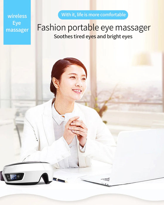 Eye Massager With Heat Smart Airbag Vibration Eye Care Compress Bluetooth Music Eye Massage Relax Fatigue Foldable Portable