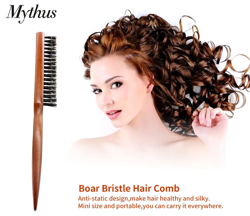 Natural Boar Bristle Hair Fluffy Comb Wood Handle Hair Brush Anti-static Barber Hair Comb Scalp Massage Hairdresser Styling Tool