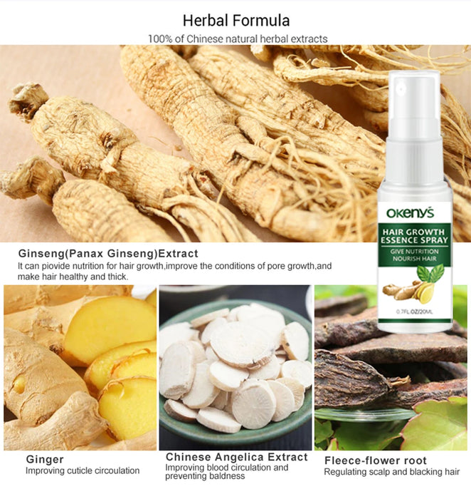 Ginger Hair Growth Spray Products Natural Anti Hair Loss Serum Prevent Baldness Treatment Fast Grows Nourish Damaged Hair Care