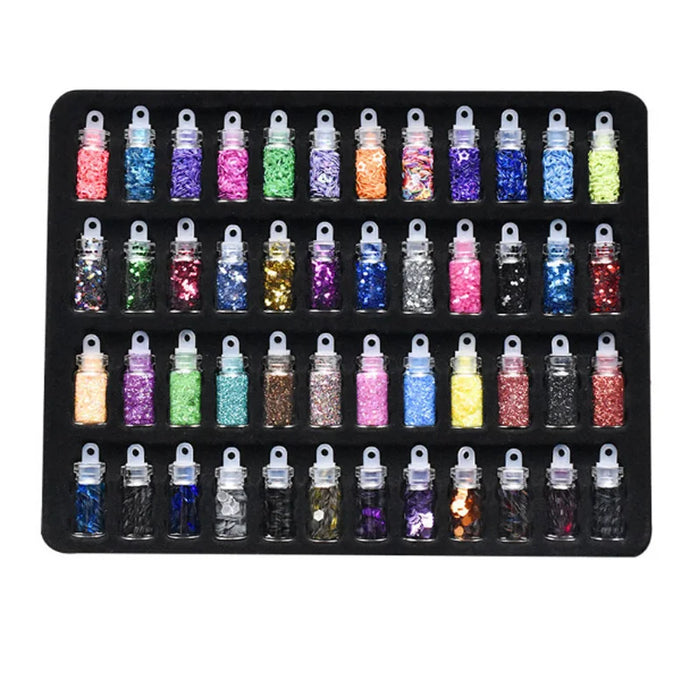 48 Bottles/Set Nail Art Sequins Glitter Powder Manicure Decoral Tips Polish Nail Stickers Mixed Design Glitter Dust Powder Set