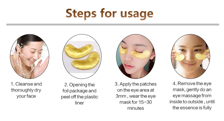 InniCare 50/60/80/100 Pcs Crystal Collagen Gold Eye Mask Anti Dark Circles Beauty Patches For Eye Skin Care Korean Cosmetics