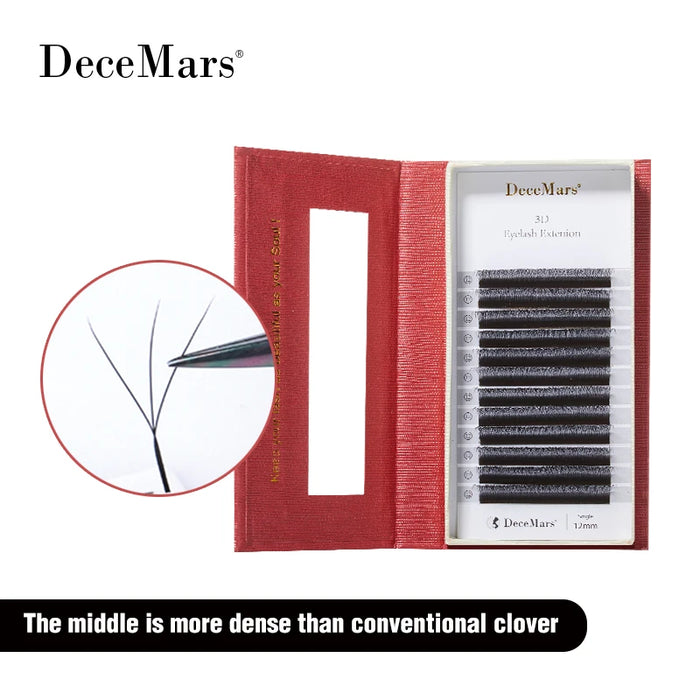 DeceMars 3D W-Shaped Eyelashes Extensions 3 Tip  C/D Curl High Quality Idividual Lash