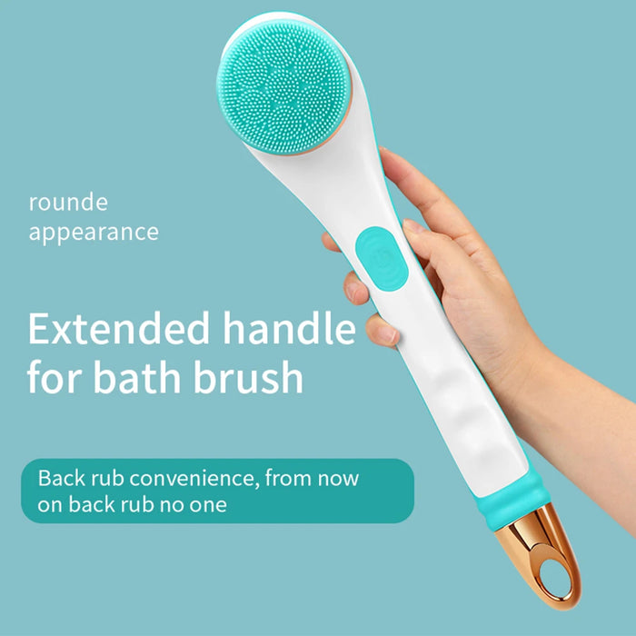 Waterproof 4 In Electric Bath Shower Brush Rotating Scrubber Shower Brush Long Handle Spa Exfoliation Clean Face Body Massager