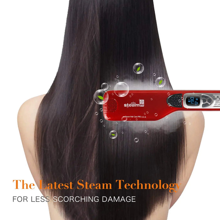 Electric Steam Hair Straightener Professional Ceramic Wide Hair Curling Flat Iron Hair Plates Lcd Display Hot Comb Straightening