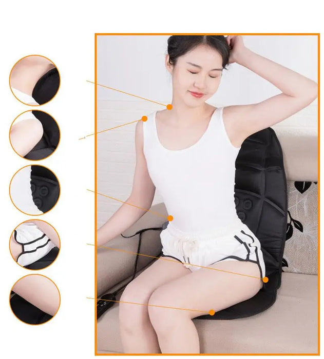 Car Home Office Full-Body Massage Cushion Heat 7 Motors Vibrate Mat Back Neck Waist Massager Chair Relaxation Masajeador Seat12V