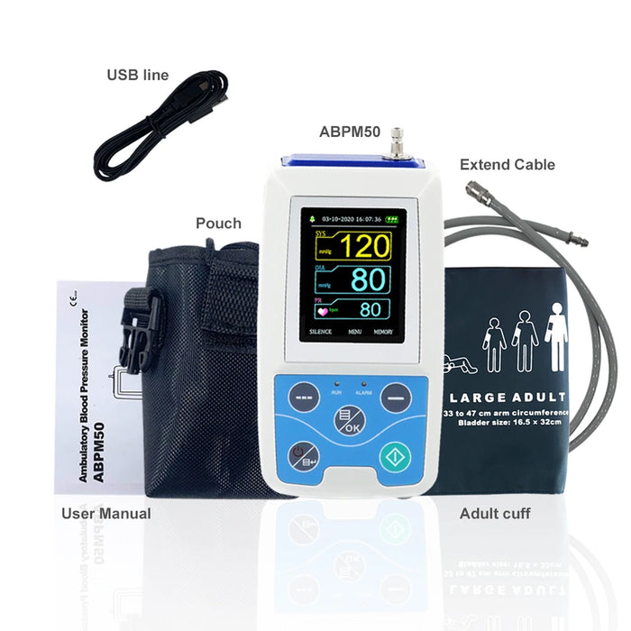 Arm Ambulatory Blood Pressure Monitor 24hours NIBP Holter CONTEC ABPM50+ Adult,Child ,Large ,3 Cuffs, Free PC Software