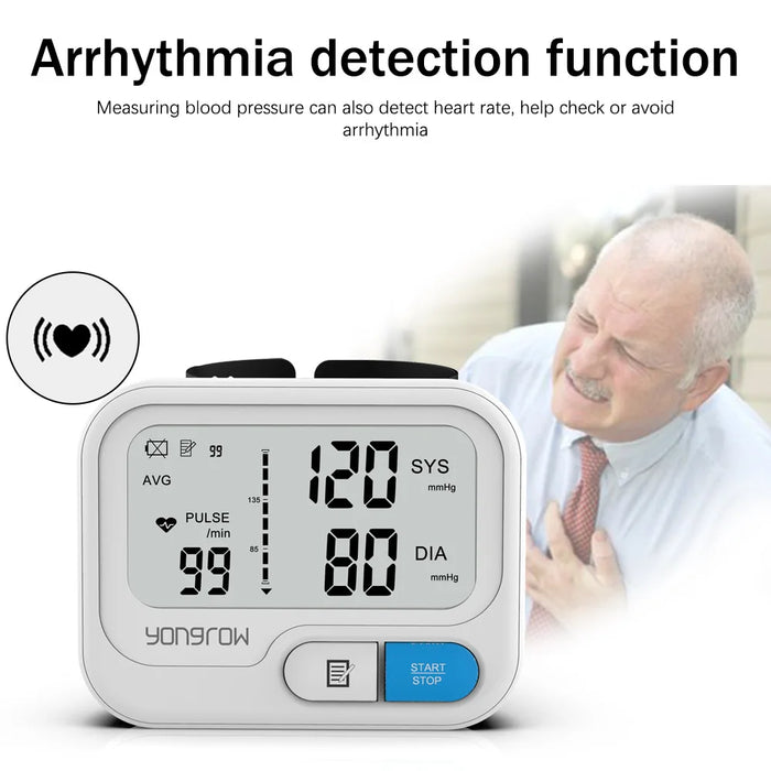 Yongrow Automatic Digital Wrist Blood Pressure Monitor Sphygmomanometer Tonometer Tensiometer Heart Rate Pulse Meter BP Monitor