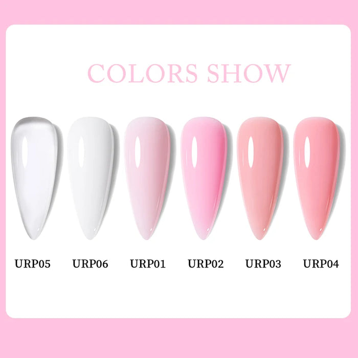 UR SUGAR 15ml Milky Jelly White Pink Extension Gel Set Nail Tips Glitter Hard Gel Semi Permanent Soak Off Nail Art Manicure Kit