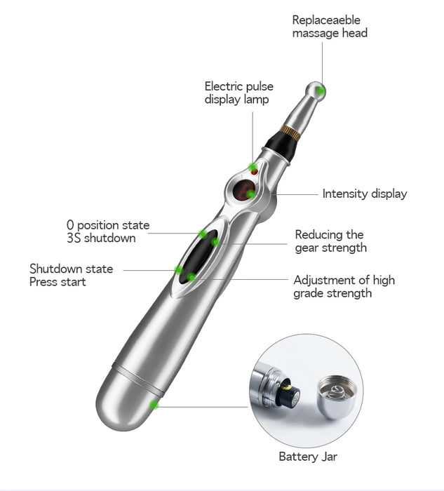 2/5 Heads Electric Acupuncture Point Massage Pen Meridian Energy Massage Pen Pain Relief Therapy Back Neck Face Beauty Roller