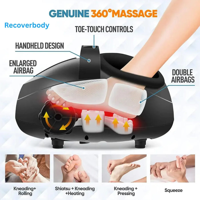 Foot Massager Heating Therapy Hot Compression Shiatsu Knead Roller Muscle Relaxation Pain Relief Electric Foot Massage Machine