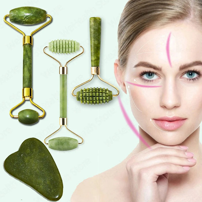 Gua Sha Face Massager Roller Jade Store Scraper Roller Massage for Facial Gouache Lift Body Slimming Guasha Neck Skin Care Tools