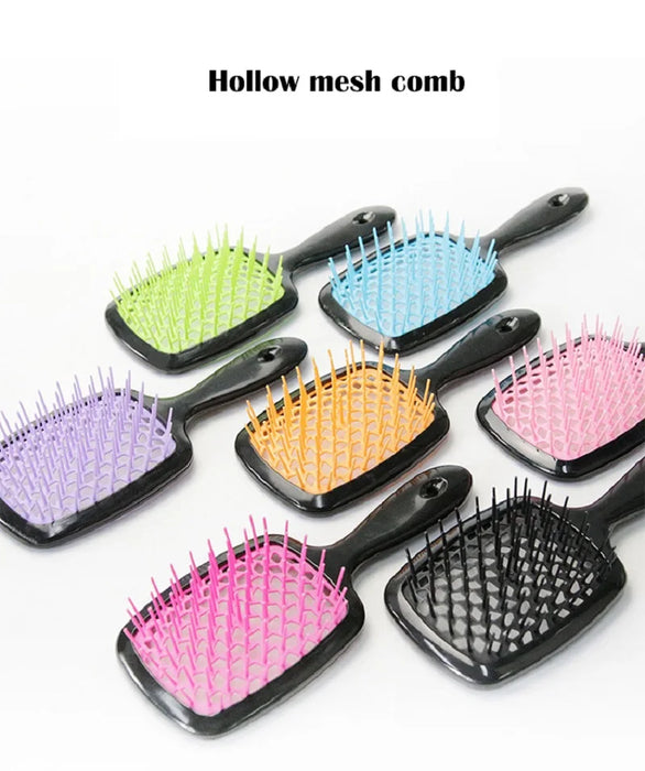 New Square Hollow Hair Comb Scalp Massager Simple Rib Hairbrush Demelant Brush Detangling Comb Fluffy Hairdressing Style Tool