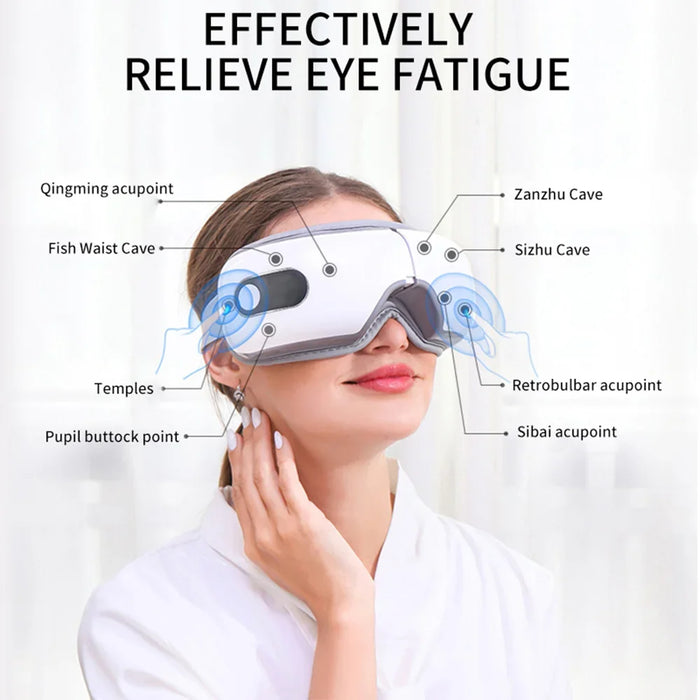 Heated Eye Massager Smart Airbag Vibration Eye Care Instrument With Bluetooth Eye Massage Glasses Fatigue Pouch ＆ Wrinkle