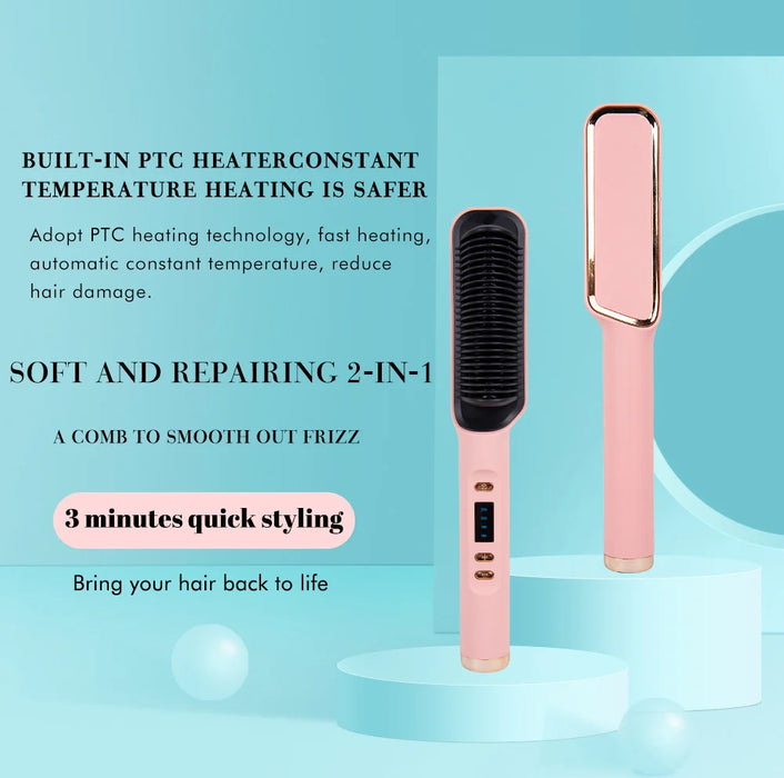 Electric Hair Straightening Brush Hot Comb Hair Straightener Flat Iron Electric Hot Heating Comb Hair Straightener For Men Woman