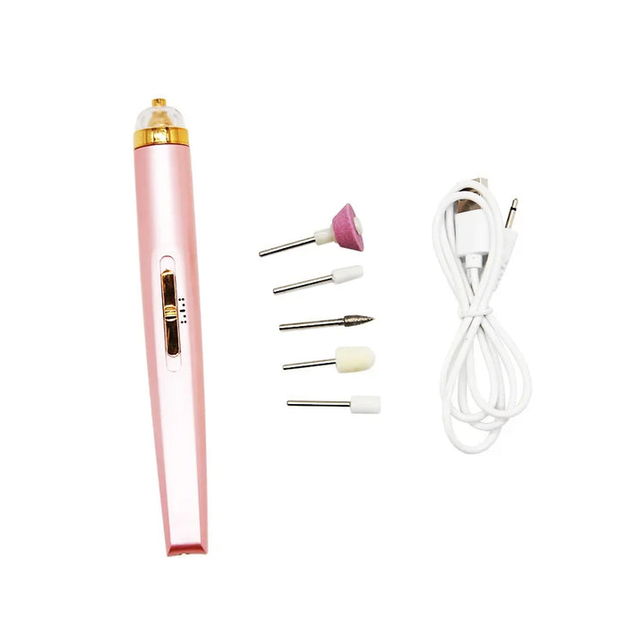 Electric Nail Grinder Nail Polishing Machine With Light Portable Mini Electric Manicure Art Pen Tools With Bag For Gel Removing