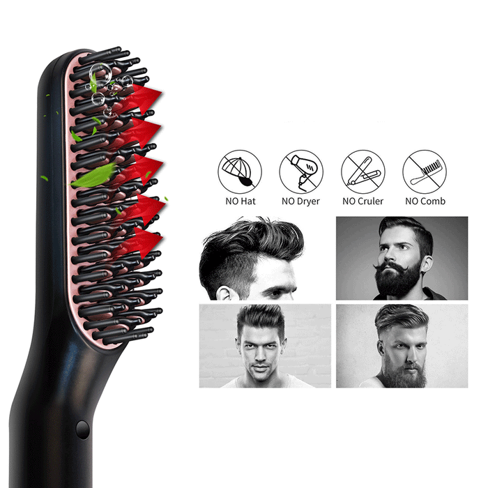 Ionic Hair Beard Straightener Comb Anti-Scald Ceramic Heated Beard Brush Portable Beard Straightening Comb