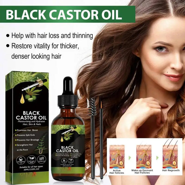 Black Castor Oil for Hair 60ml Moisturizing Hair Oil Care Liquid Jamaican Black Castor Hair Oil Gentle Natural Hair Growth Oil