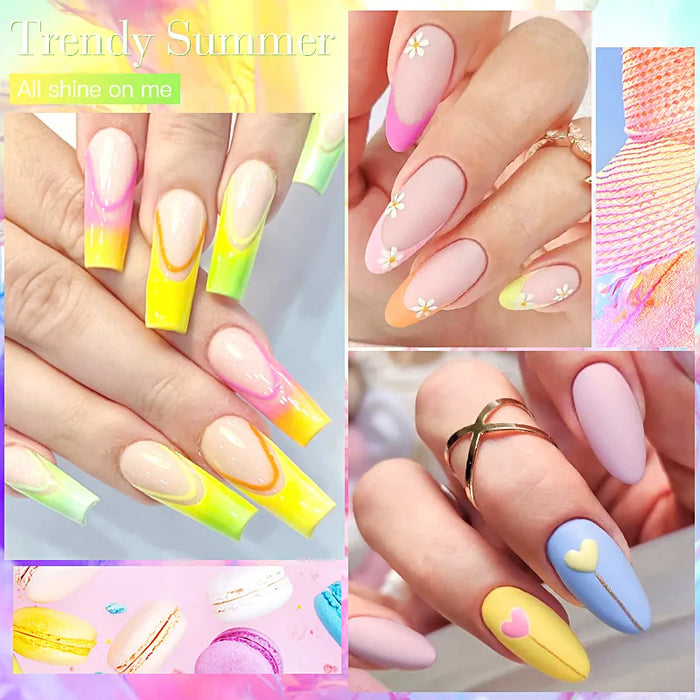 2/6Pcs/Set Macaron Gel Nail Polish Set Spring Summer Candy Colors UV LED Nail Art Gel Semi Permanent Varnish Base Top Coat Kits