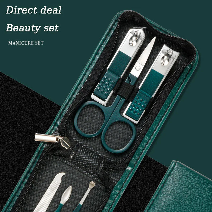 Manicure Set for Men and Women Portable Nail Clipper Scissors 6Pcs Pedicure Kits Green Nail Clipper Set Manicure & Pedicure Tool