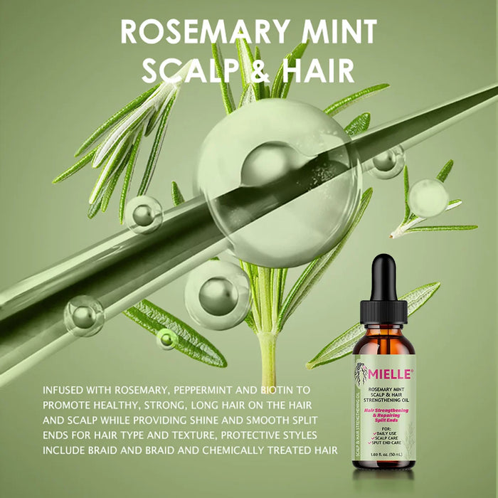 Hair Growth Essential Oil Rosemary Mint Hair Strengthening Oil Nourishing Treatment for Dry Mielle Organics and Split Ends Hair