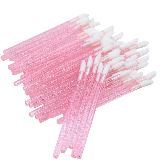 50pcs Disposable Lip Brush Makeup Mascara Wands Solid Stick  Lipgloss Lipstick Brushes Micro Beauty Applicators Wands