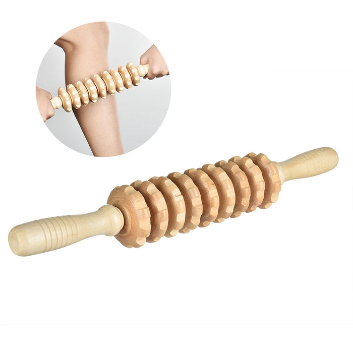 Wooden Therapy Massager Roller Trigger Point Massager Stick for Fascia Cellulite Muscle & Abdomen Body Muscle Belly Relief Tool