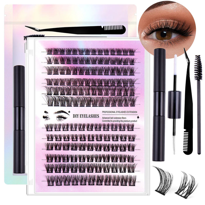 Combination Simulation Glue Tweezers Set Curl Eyelashes DIY Segmented  Extensions Cluster Fales eyelash Charming Tools