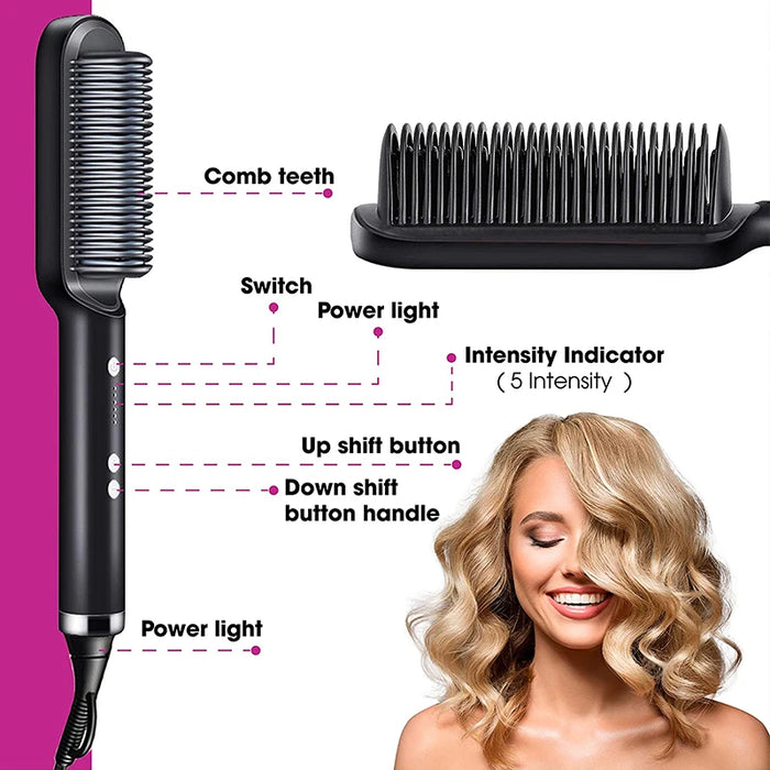 Home Use Professional Electric Flat Iron LCD Display Fast Ceramic Multi-function Hair Straightening Brush