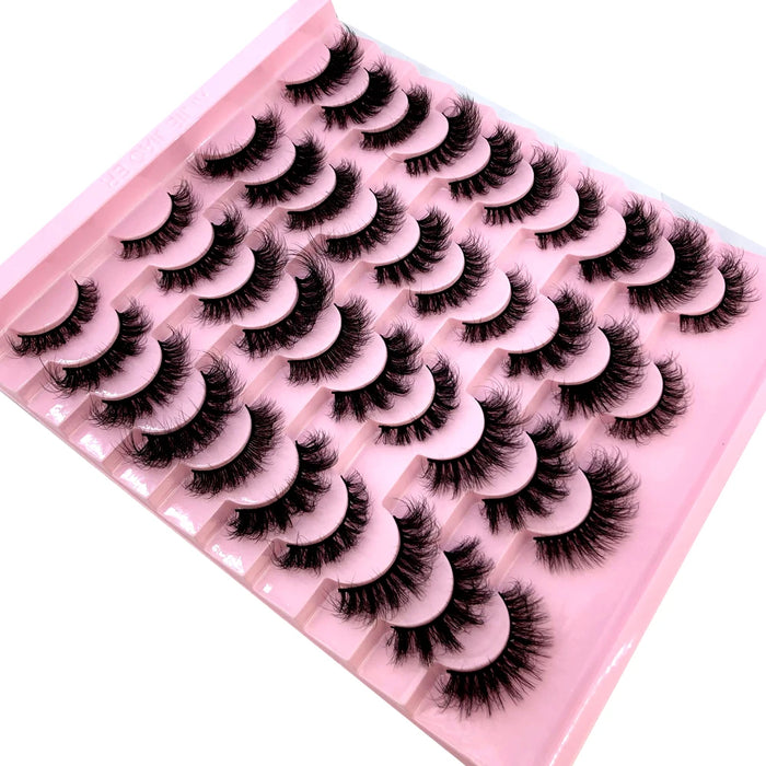 HBZGTLAD 20 Pairs Fluffy 3d Mink Lashes Natural Eyelash Extension Mink False Eyelashes Cilios Faux Cils Makeup Tool Thick Lashes