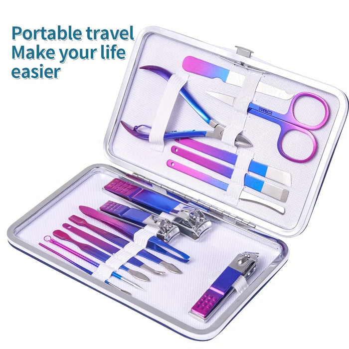 7/10/12/15pcs Professional Nail Clippers Pedicure Kit, Stainless Steel Cuticle Nippers And Cutter Kit Grooming Kit For Travel