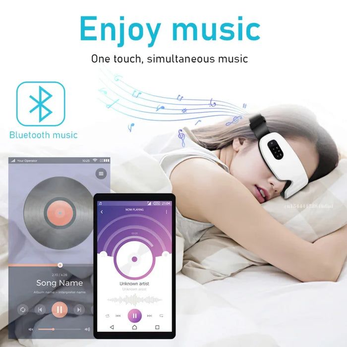 Updated Smart Eye Massager Hot Compress Bluetooth Music Heating Fatigue Relief Foldable USB Charging Eye Care