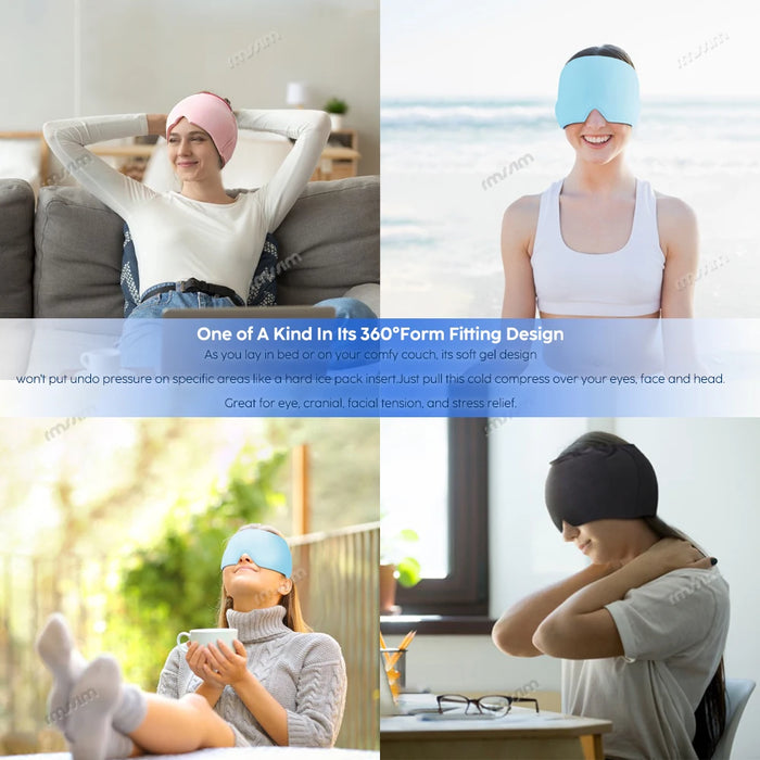 Head Massager Cap Gel Hot Cold Therapy Headache Migraine Relief Cap Stress Pressure Pain Relief Massage Gel Hat Clod Headache