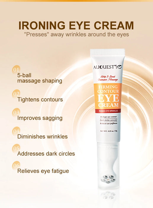 Eye Bags Dark Circles Eye Cream Caffeine Fine Lines Roller Ball Massager Under Eye Wrinkle Removal Creams Lift Skin Care AUQUEST