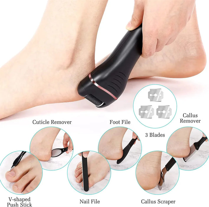 Electric Foot File Grinder Callus Remover Professional Pedicure Machine Tools Rechargeable Waterproof Heel Dead Skin Scrubber